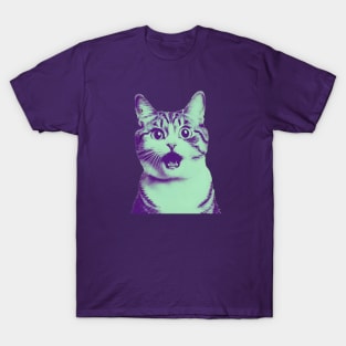 Scared Cat Meme, Vintage Style T-Shirt